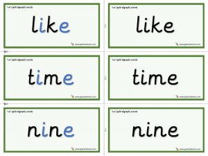 i-e (split digraph) word cards
