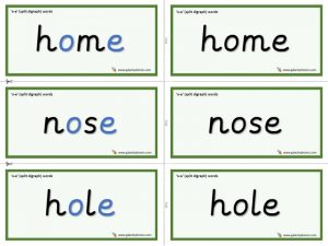 o-e (split digraph) word cards