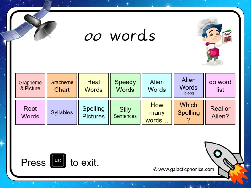 oo look phonics worksheets and games galactic phonics
