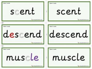 silent c word cards