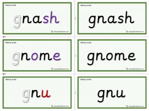 silent g word cards
