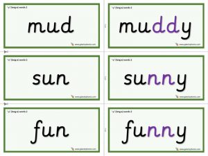 y (long e) word cards (double consonant)