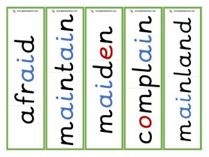 multisyllabic ai word cards