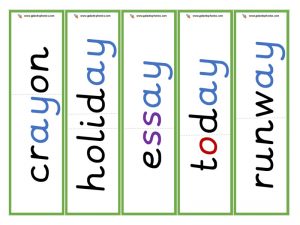 multisyllabic ay word cards