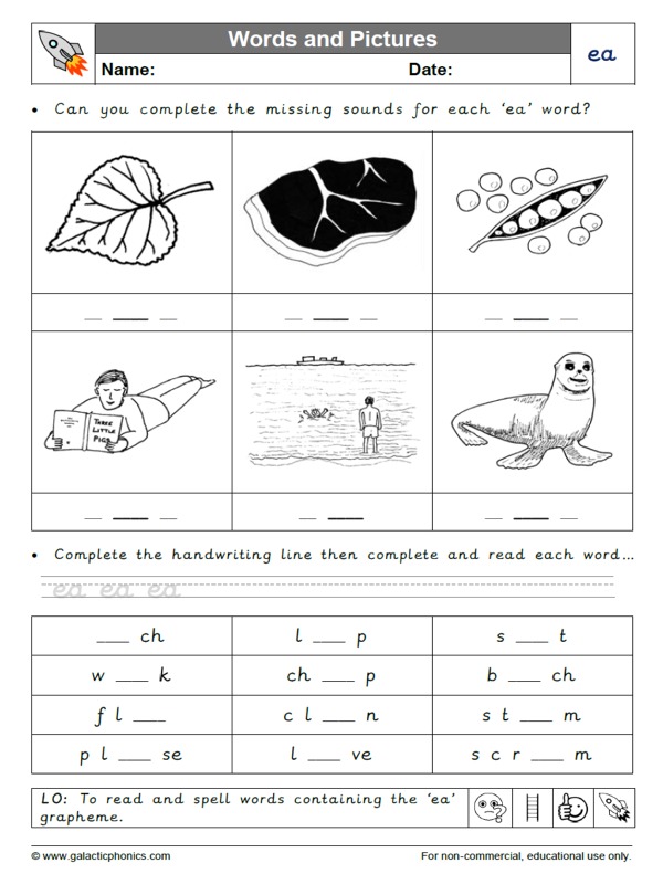 ea worksheets and games - Galactic Phonics