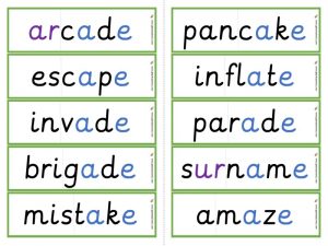 Multisyllabic a-e word cards