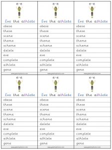 e-e (split digraph) spelling lists