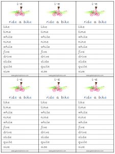 i-e (split digraph) spelling lists