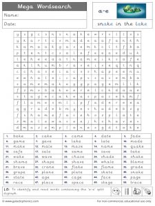 a-e (split digraph) mega wordsearch worksheet