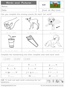 aw words and pictures worksheet