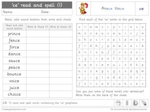 ce read and spell worksheet