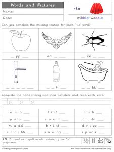 le words and pictures worksheet
