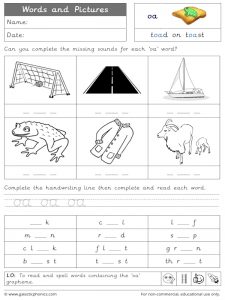 oa words and pictures worksheet