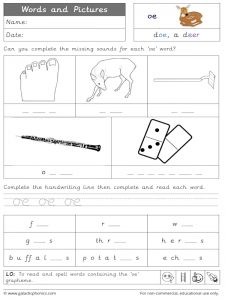 oe words and pictures worksheet