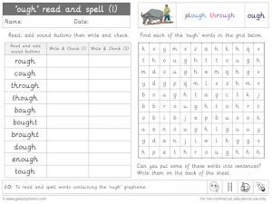 ough read and spell worksheet