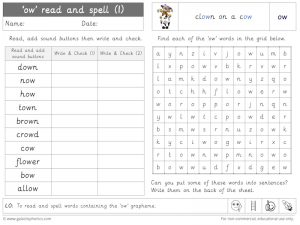 ow (cow) read and spell worksheet (1)