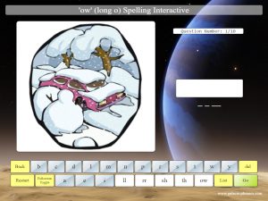 interactive ow (long o) phonics spelling game