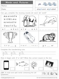 ph words and pictures worksheet