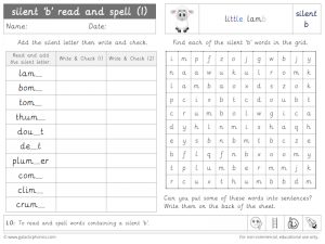 silent b read and spell worksheet