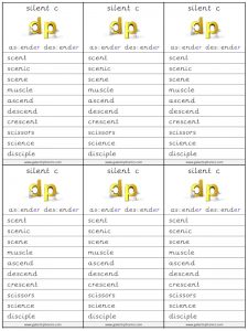 silent c spelling lists