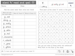 silent h read and spell worksheet