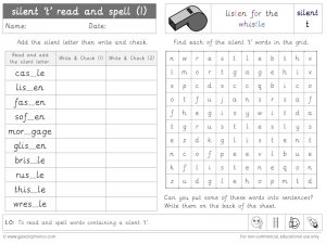 silent t read and spell worksheet