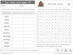 wa read and spell worksheet