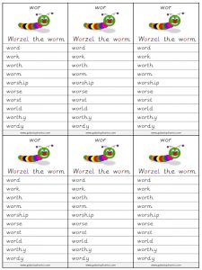 wor spelling lists
