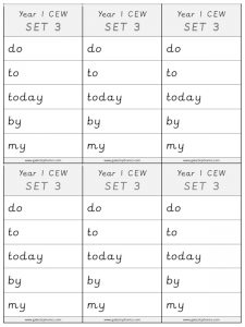 Year 1 Common Exception Words Set 3 Spelling Lists