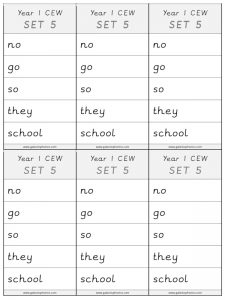 Year 1 CEW Set 5 Spelling Lists