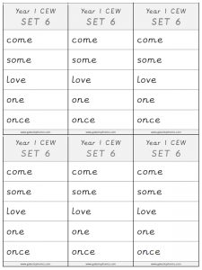 Year 1 CEW Set 6 Spelling Lists