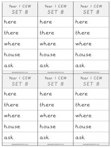 Year 1 CEW Set 8 Spelling Lists